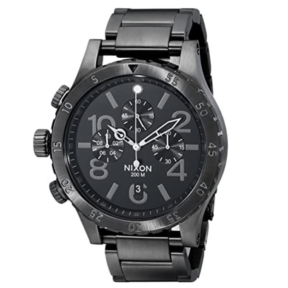 Nixon 48-20 Chrono Brushed Gunmetal Grey Mens Watch